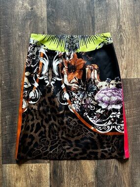 Elie Tahari Abstract Silk Skirt